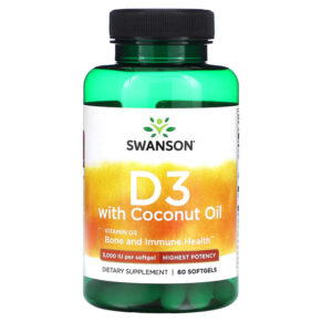 Swanson D3 + Coconut Oil Highest Potency 5.000 IU 60 viên 087614028965