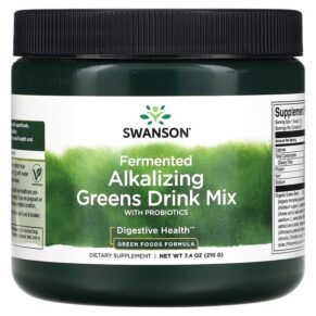 Swanson Fermented Alkalizing Greens Drink Mix + Probiotics 7.4 oz (210 g) 087614100067