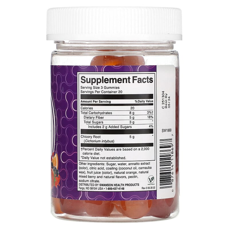 Swanson Fiber Orange & Mixed Berry 60 Gummies 8 Thành phần vi chất Swanson Fiber Orange & Mixed Berry 60 viên 087614118697