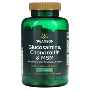 Swanson Glucosamine Chondroitin & MSM + Hyaluronic Acid & Collagen 90 viên 087614022932