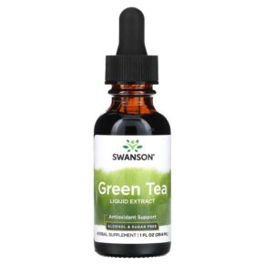 Swanson Green Tea Liquid Extract Alcohol & Sugar Free 1 fl oz (29.6 ml) 087614111780