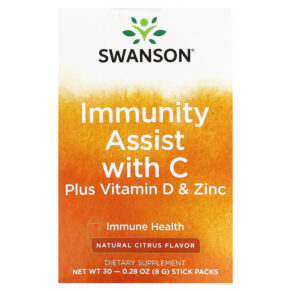 Swanson Immunity Assist + C plus Vitamin D & Zinc Natural Citrus 30 Stick Packs 0.28 oz (8 g) 087614118024