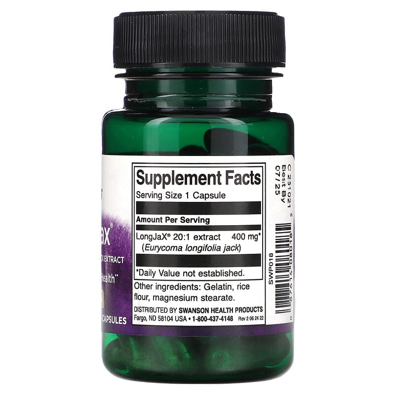 Swanson LongJax Eurycoma Longifolia Jack Extract 400 mg 30 Capsules 8 Thành phần vi chất Swanson LongJax Eurycoma Longifolia Jack Extract 400 mg 30 viên 087614080185