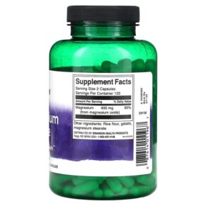 Swanson Magnesium Oxide 200 mg 250 Capsules 087614011967