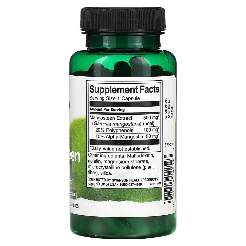 Swanson Mangosteen 500 mg 90 Capsules 8 Thành phần vi chất Swanson Mangosteen 500 mg 90 viên 087614142593