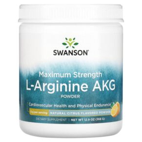 Swanson Maximum Strength L-Arginine AKG Powder Natural Citrus 5 g 12.9 oz (368 g) 087614117751