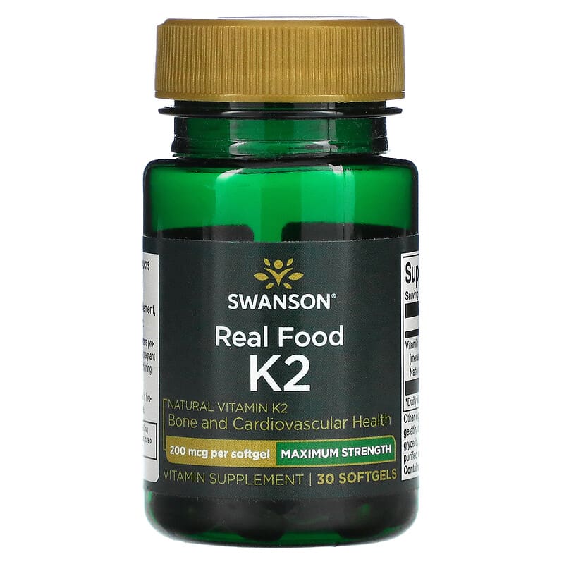 Swanson Maximum Strength Real Food K2 200 mcg 30 Softgels 1 Swanson Maximum Strength Real Food K2 200 mcg 30 viên 087614029061