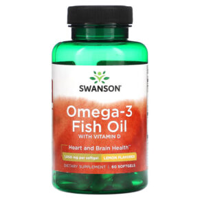 Swanson Omega-3 Fish Oil + Vitamin D Lemon 1.000 mg 60 viên 087614113098