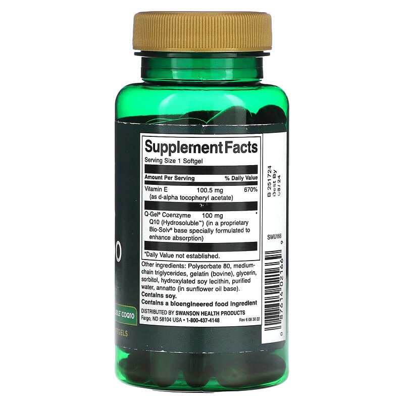 Swanson Q-Gel Mega 100 100 mg 60 Softgels 8 Thành phần vi chất Swanson Q-Gel Mega 100 100 mg 60 viên 087614021669