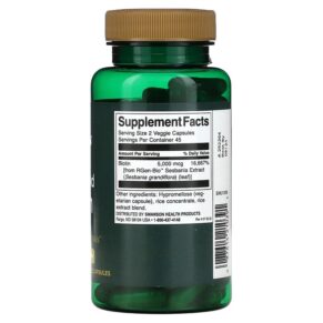 Swanson Real Food Biotin 2.500 mcg 90 Veggie Capsules 3 Swanson Real Food Biotin 2.500 mcg 90 Veggie Capsules 087614210391
