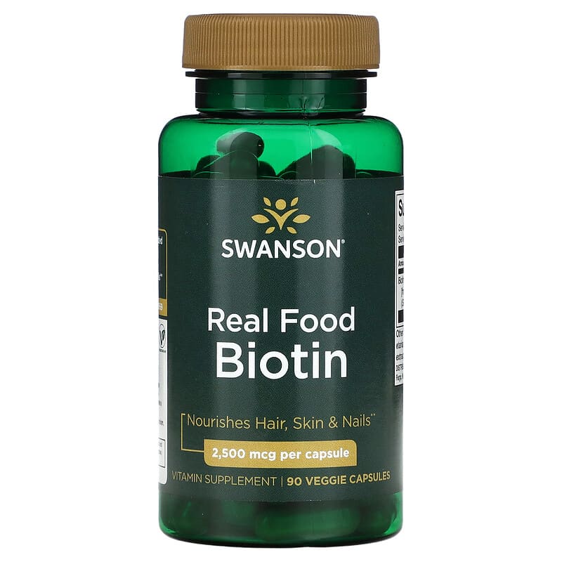 Swanson Real Food Biotin 2.500 mcg 90 Veggie Capsules 1 Swanson Real Food Biotin 2.500 mcg 90 viên 087614210391