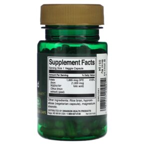 Swanson Real Food Folic Acid 1.000 mcg 100 Veggie Caps 087614210414