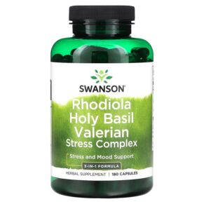 Swanson Rhodiola Holy Basil Valerian Stress Complex 180 viên 087614111148