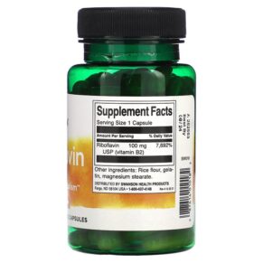 Swanson Riboflavin 100 mg 100 Capsules 087614010182