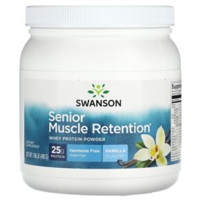 Swanson Senior Muscle Retention Whey Protein Powder Vanilla 1.06 lb (480 g) 087614210162