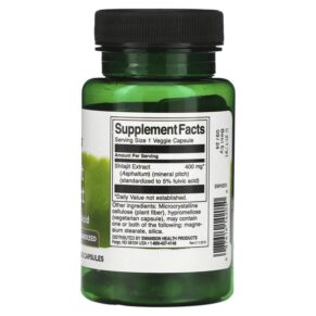 Swanson Shilajit Extract Standardized 400 mg 60 Veggie Capsules 087614142050