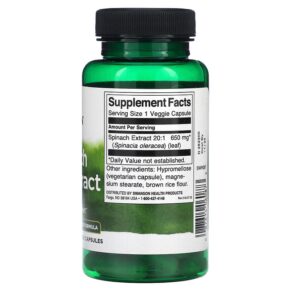 Swanson Spinach Leaf Extract 650 mg 60 Veggie Capsules 087614060873