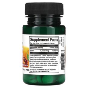 Swanson Supplemelts Biotin Natural Cherry 5.000 mcg 60 Chewable Tabs 087614115467