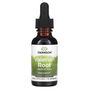 Swanson Valerian Root Liquid Extract Alcohol & Sugar Free 1 g 1 fl oz (29.6 ml) 087614112558