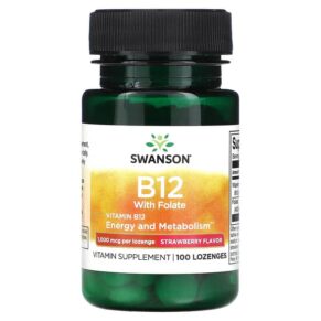 Swanson Vitamin B12 + Folate Strawberry 1.000 mcg 100 viên 087614017464