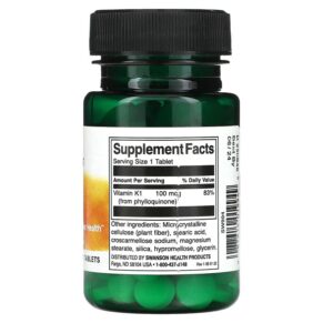 Swanson Vitamin K1 100 mcg 100 Tablets 3 Swanson Vitamin K1 100 mcg 100 Tablets 087614019949