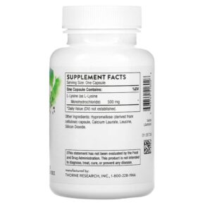 Thorne L-Lysine 500 mg 60 Capsules 693749516026