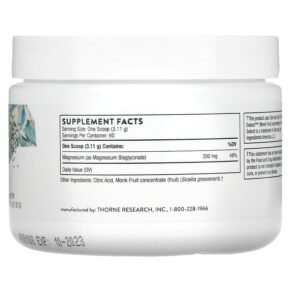Thorne Magnesium Bisglycinate 6.5 oz (187 g) 693749006442