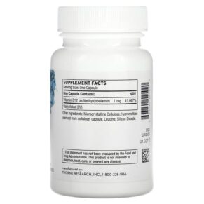 Thorne Vitamin B12 as Methylcobalamin 60 Capsules 3 Thorne Vitamin B12 as Methylcobalamin 60 Capsules 693749125020