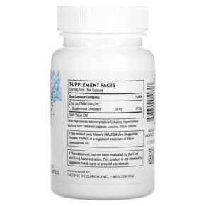 Thorne Zinc Bisglycinate 30 mg 60 Capsules 3 Thorne Zinc Bisglycinate 30 mg 60 Capsules 693749011743
