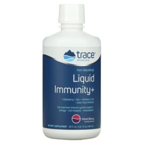 Trace Minerals ® Fast-Absorbing Liquid Immunity+ Mixed Berry 30 fl oz (887 ml) 878941005923