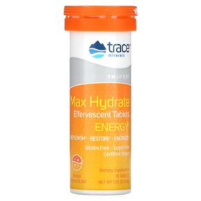 Trace Minerals ® Max Hydrate Energy Effervescent Orange 1.55 oz (44 g) 878941004155