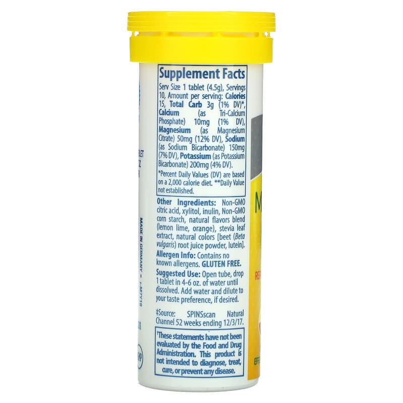 Trace Minerals ® TM Sport Max-Hydrate Endurance Effervescent Tablets Citrus 10 Tablets 1.59 oz (45 g) 8 Thành phần vi chất Trace Minerals ® TM Sport Max-Hydrate Endurance Effervescent Citrus 10 1.59 oz (45 g) 878941004179