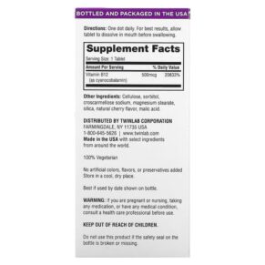 Twinlab B12 Dots Cherry 500 mcg 250 Tablets 027434006095