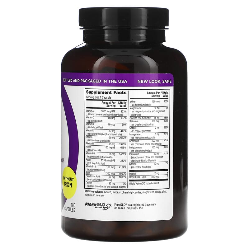 Twinlab Daily One Caps Without Iron 180 Capsules 8 Thành phần vi chất Twinlab Daily One Without Iron 180 viên 027434003551