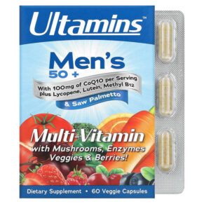 Ultamins Men's 50+ Multivitamin + CoQ10 Mushrooms Enzymes Veggies & Berries 60 viên 898220012718