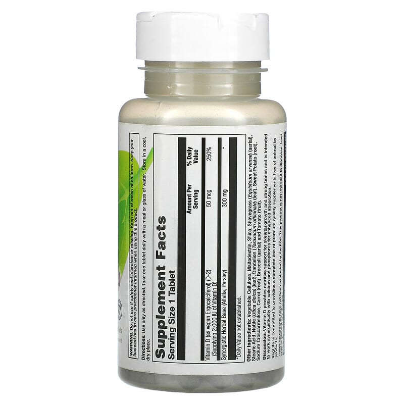 VegLife Supreme Vegan D 2.000 IU (50 mcg) 100 Tablets 8 Thành phần vi chất VegLife Supreme Vegan D 2.000 IU (50 mcg) 100 viên 076280870312