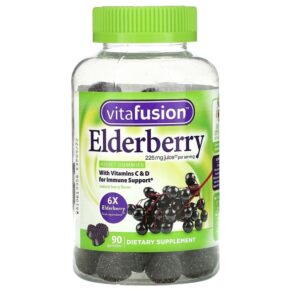 VitaFusion Elderberry + Vitamins C & D for Immune Support Natural Berry 90 viên 027917290096