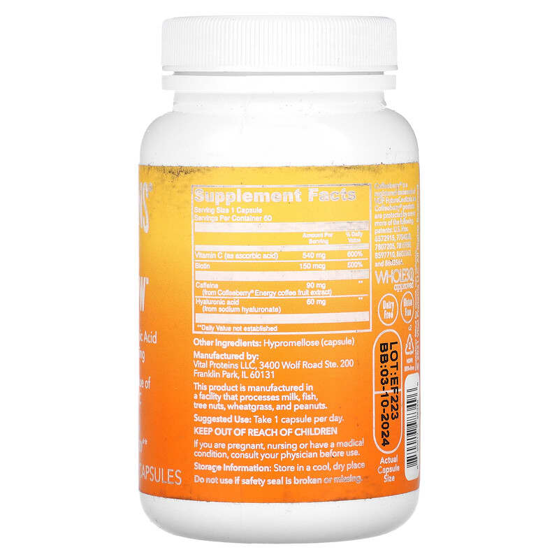 Vital Proteins Morning Get Up & Glow 60 Capsules 8 Thành phần vi chất Vital Proteins Morning Get Up & Glow 60 viên 850017983496