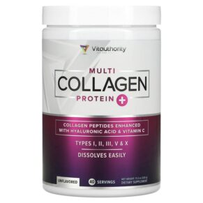 Vitauthority Multi Collagen Protein Plus Vitamin C Hyaluronic Acid Unflavored 11.3 oz (320 g) 856360008008