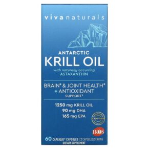 Viva Naturals Antarctic Krill Oil + Astaxanthin 625 mg 60 Caplique viên 885128644103