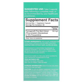 Viva Naturals French-Maritime Pycnogenol 100 mg 60 Veggie Capsules 753940520359