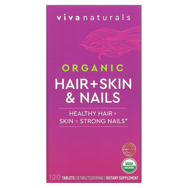 Viva Naturals Organic Hair + Skin & Nails 120 Tablets 1 Viva Naturals Organic Hair + Skin & Nails 120 viên 811067031230