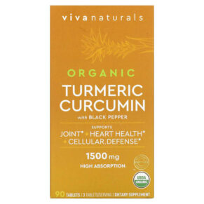 Viva Naturals Organic Turmeric Curcumin + Black Pepper 500 mg 90 viên 811067030998