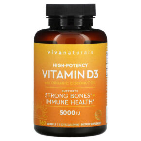 Viva Naturals Vitamin D + Organic Coconut Oil High-Potency 5.000 IU 360 viên 632930605828
