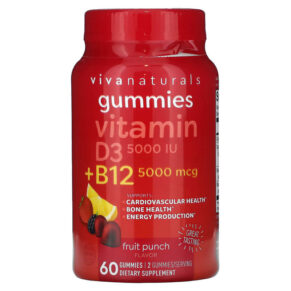 Viva Naturals Vitamin D3 + B12 Fruit Punch 60 viên 811067031803
