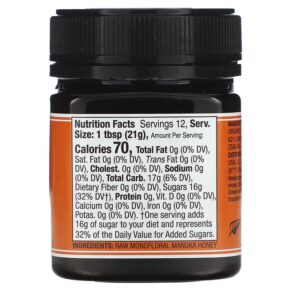 Wedderspoon Raw Monofloral Manuka Honey KFactor 16 8.8 oz (250 g) 814422020054