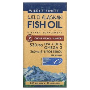 Wiley's Finest Wild Alaskan Fish Oil Cholesterol Support 800 mg 90 viên 857188004159