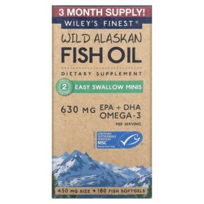 Wiley's Finest Wild Alaskan Fish Oil Easy Swallow Minis 450 mg 180 Fish viên 857188004128