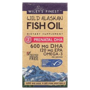 Wiley's Finest Wild Alaskan Fish Oil Prenatal DHA 600 mg 60 Fish viên 857188004036