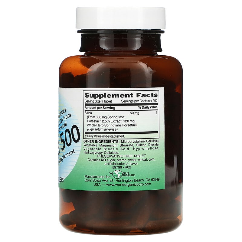 World Organic Silica 500 200 Tablets 8 Thành phần vi chất World Organic Silica 500 200 viên 726899597994